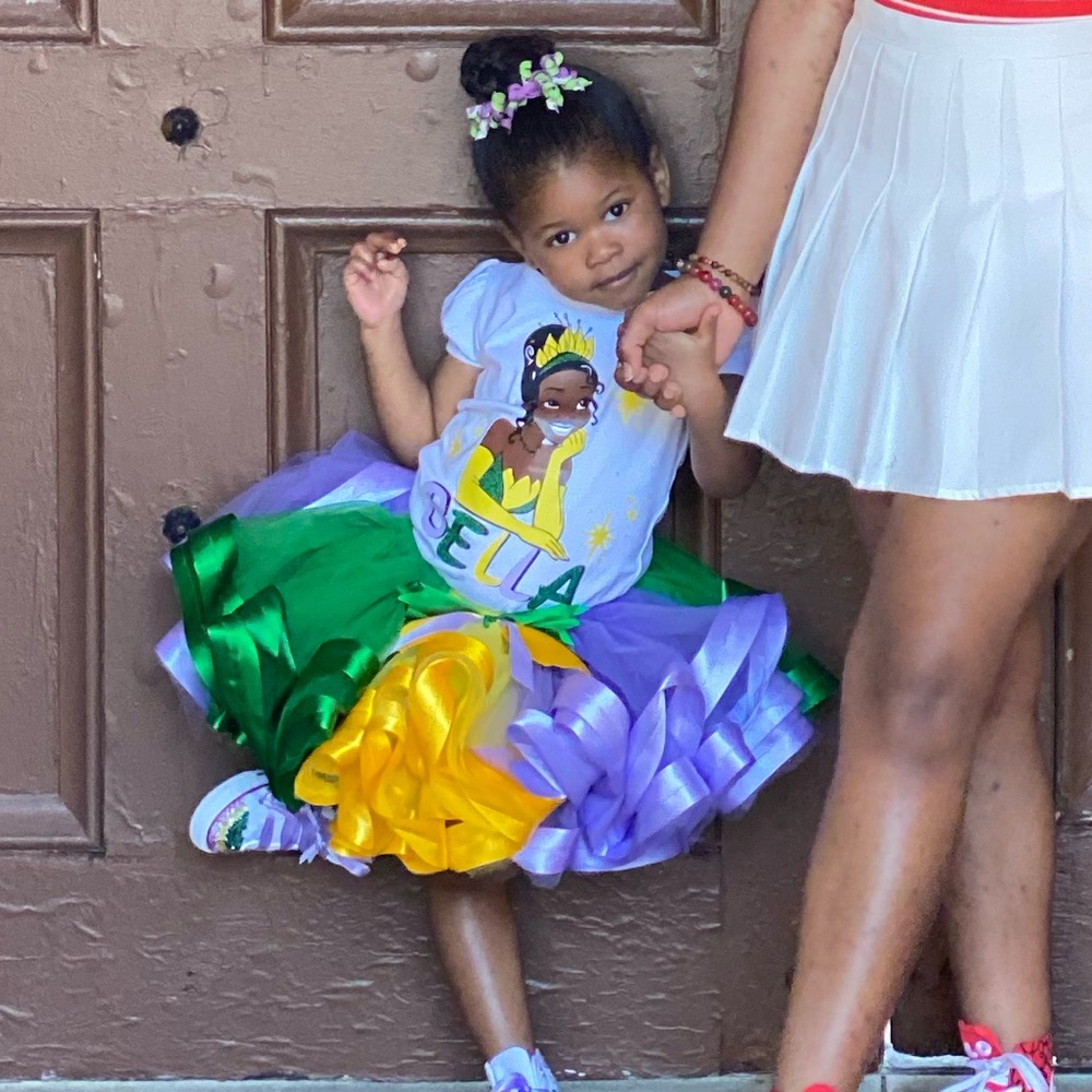 Bella!! 4T Custom Disney Princess Tiana Outfit with shoes (9 toddler)